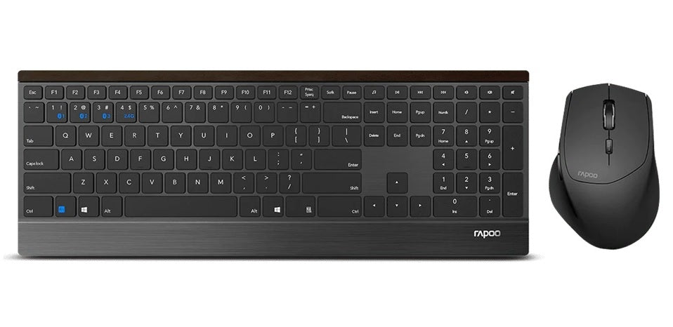 RAPOO 9500M Bluetooth & 2.4G Wireless Keyboard Mouse Combo Black- Multi-Device connection - Adjustable1600DPI 4.5mm Ultra-Slim.