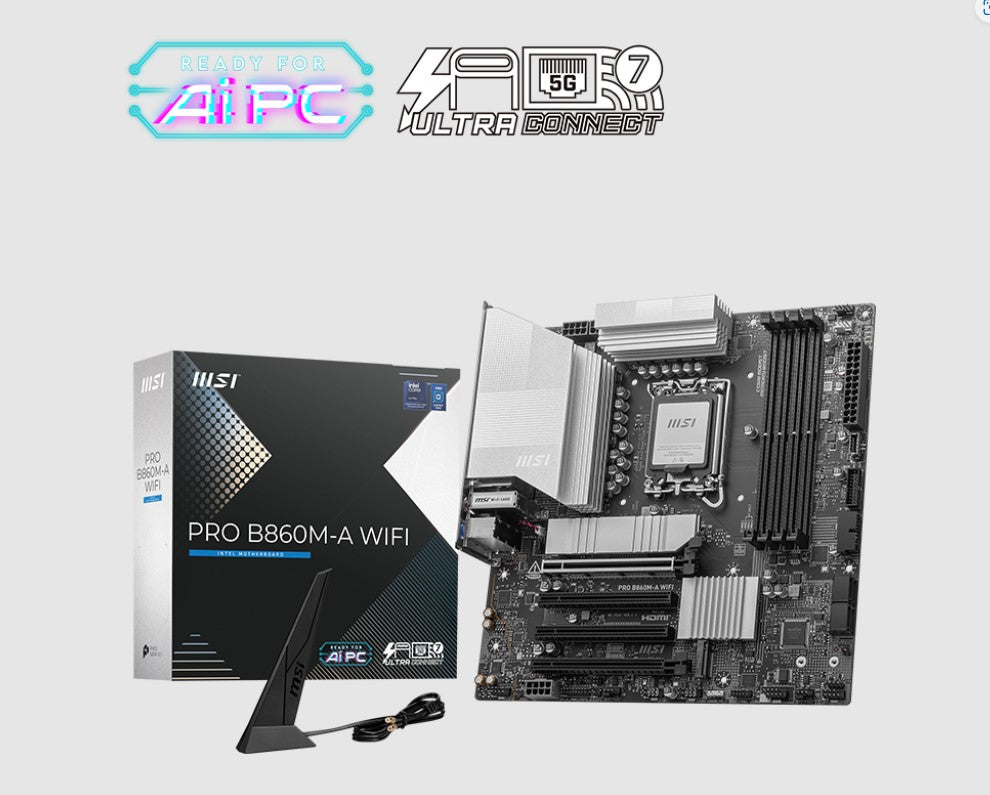 MSI PRO B860M-A WIFI, INTEL B860, 4x DDR5 256GB, 1x HDMI, 4x PCI-E x16 slot, 3x M.2, 4x SATA, 6x USB 2.0, Intel£¬Wi-Fi 7