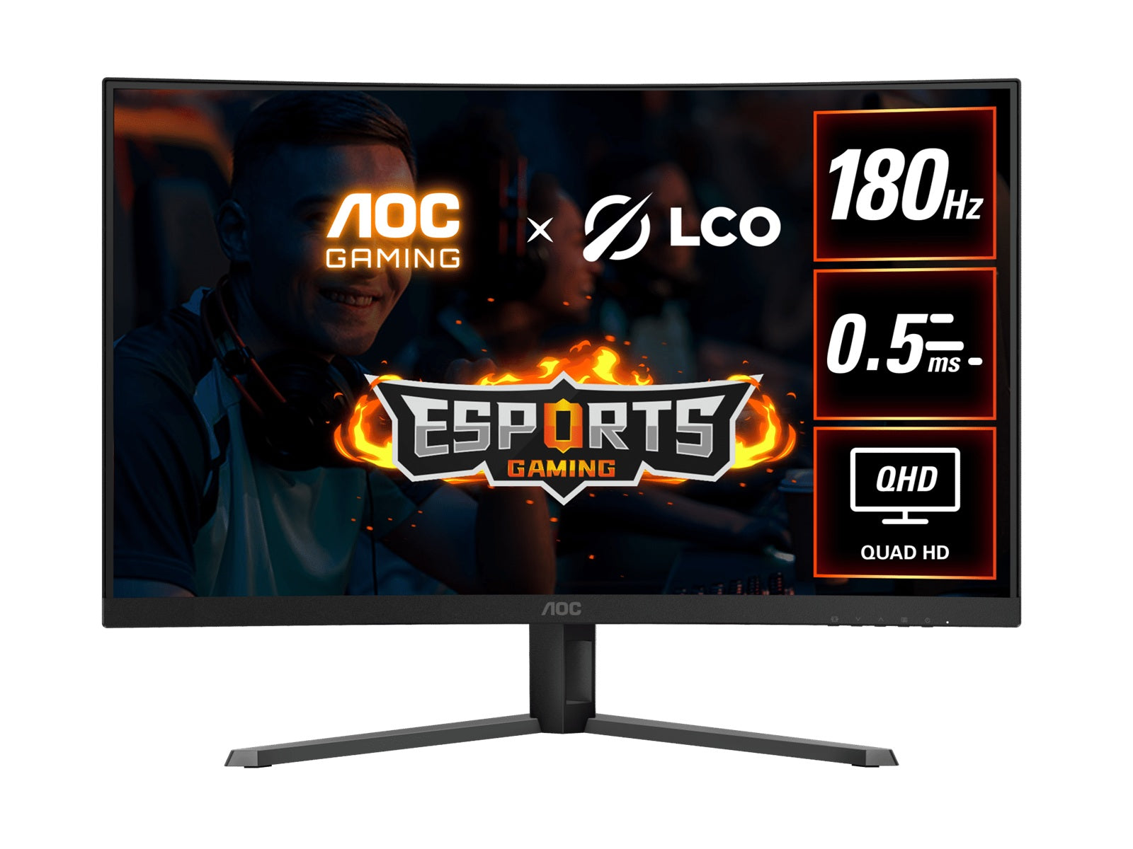 AOC 31.5' QHD Curved Monitor (CQ32G4E) â€?180Hz VA, 0.5ms MPRT, 1500R curve, 121% sRGB, DP 1.4, HDMI 2.0, Delta E<2, tilt adjustable, 3500:1 contrast