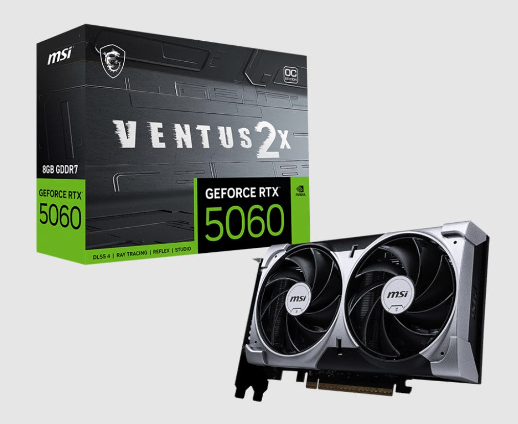 MSI nVidia GeForce RTX 5060 8G VENTUS 2X OC, PCI Express® Gen 5 x16, Boost: 2527 MHz, CUDA 3840 Units, 8GB GDDR7, . HDMIâ„?x 1