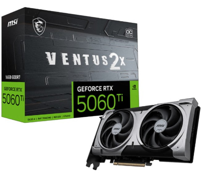MSI nVidia GeForce RTXâ„?5060 Ti 16G VENTUS 2X OC PLUS, PCI Express® Gen 5 x16, Boost: 2602 MHz, CUDA 4608 Units, 16GB GDDR7, HDMIâ„?x 1