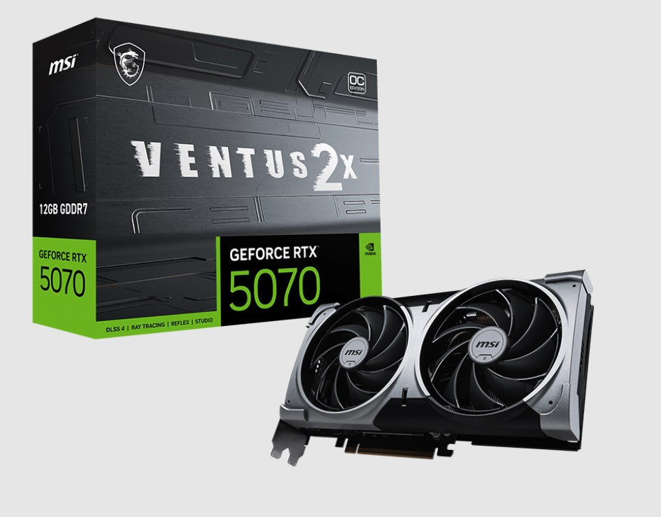 MSI nVidia GeForce RTXâ„?5070 12G VENTUS 2X OC, PCI Express® Gen 5, Boost: 2542 MHz, CUDA 6144 Units, 12GB GDDR7, HDMIâ„?x 1